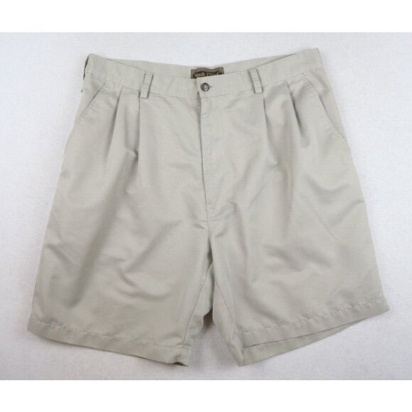 MARK ELLIOT - MEN'S PLEATED FRONT KHAKI SHORTS - SIZE 34 - Picture 1 of 7
